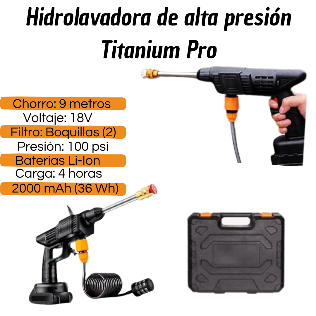 Hidrolavadora Titanium Pro Recargable de Alta Presión Inalambrica